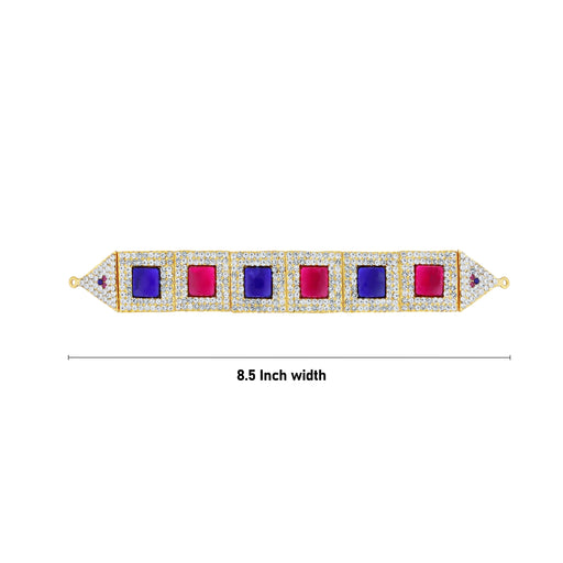 Hip Belt - 8.5 x 1 Inches | Waist Belt/ Multicolour Stone Belt/ Artificial Jewelry for Deity - Waist & Leg Accessories