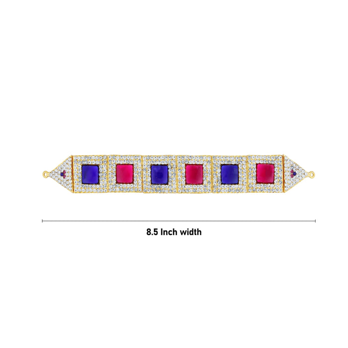 Hip Belt - 8.5 x 1 Inches | Waist Belt/ Multicolour Stone Belt/ Artificial Jewelry for Deity - Waist & Leg Accessories