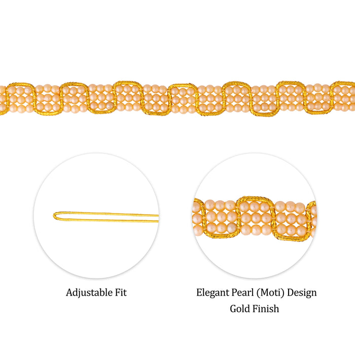Hip Belt - 9 Inches | 3 Line Beads Jewellery/ Waist Belt/ Artificial Jewelry/ Belt For Deity Decor