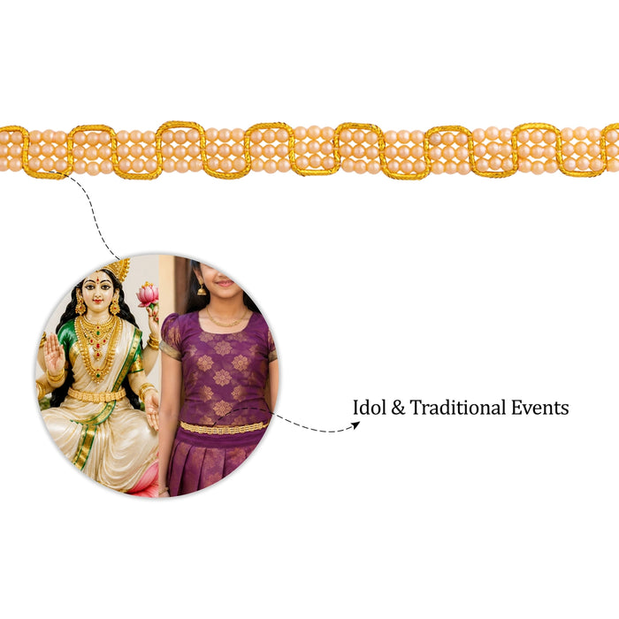 Hip Belt - 9 Inches | 3 Line Beads Jewellery/ Waist Belt/ Artificial Jewelry/ Belt For Deity Decor
