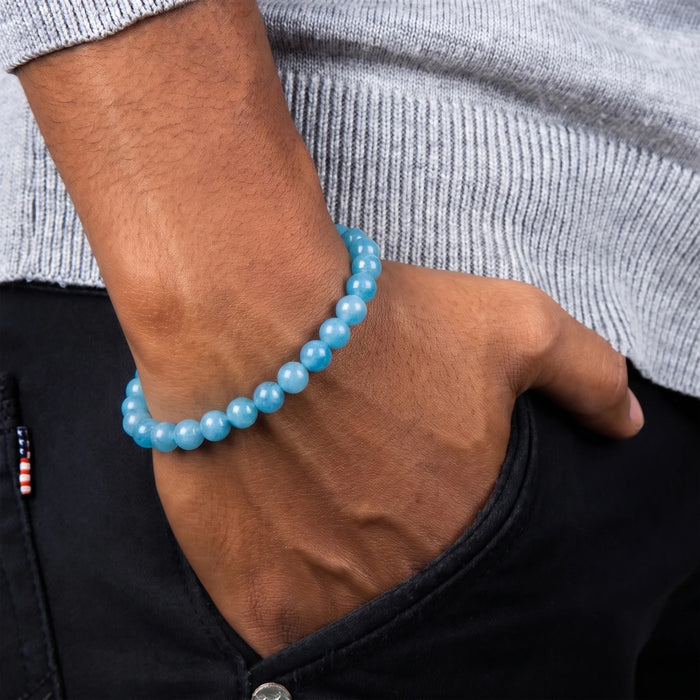 Blue Aquamarine Bracelet - 2.5 Inches | Wrist Band/ Gemstone Hand Band for Daily Wear