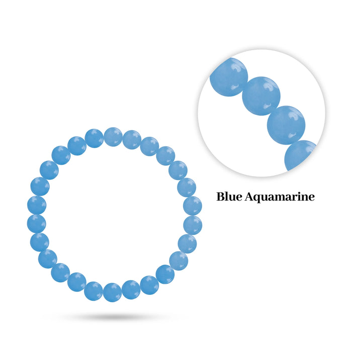 Blue Aquamarine Bracelet - 2.5 Inches | Wrist Band/ Gemstone Hand Band for Daily Wear