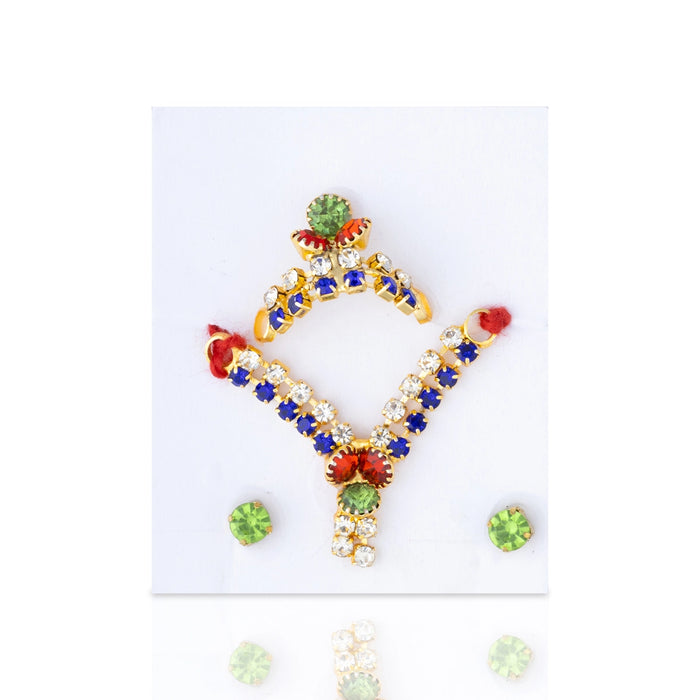 Stone Mala Mukut Set | Deity Accessory/ Stone Crown, Necklace & Earrings for Krishna, Bal Gopal & Deity Decor