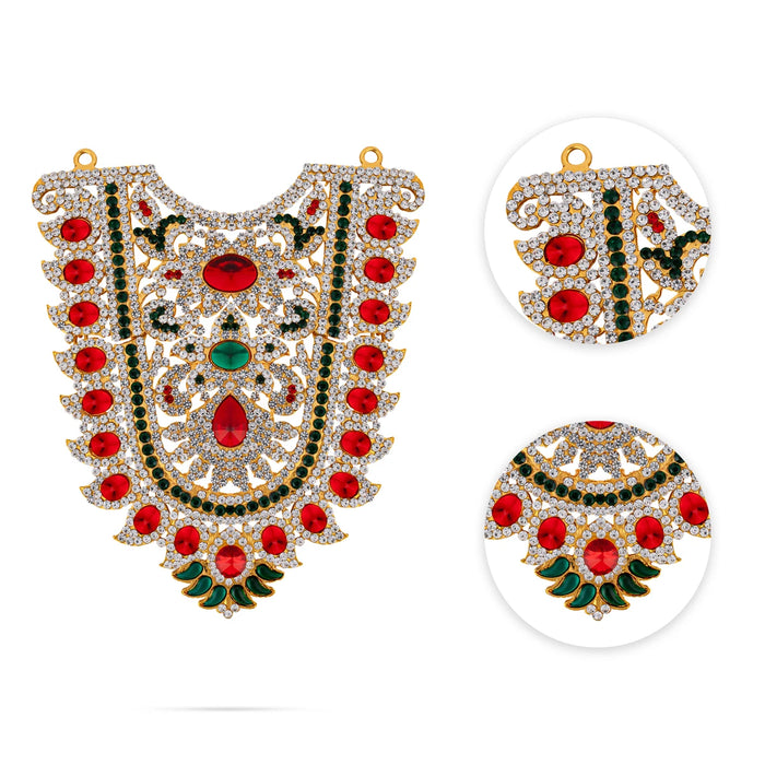 Stone Haram - 6.5 x 5.25 Inches | Multicolour Stone Necklace/ Stone Jewelry/ Artificial Jewellery for Deity - Neck & Body Accessories