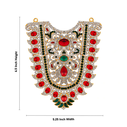 Stone Haram - 6.5 x 5.25 Inches | Multicolour Stone Necklace/ Stone Jewelry/ Artificial Jewellery for Deity - Neck & Body Accessories
