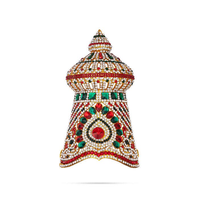 Vishnu Half Crown - 6.5 x 3.5 Inches | Multicolour Stone Kireedam/ Vishnu Kiridam/ Mukut for Deity - Head & Face Accessories