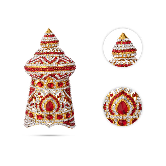 Stone Crown - 6 x 2.75 Inches | Vishnu Kireedam/ Half Mukut for Deity - Head & Face Accessories
