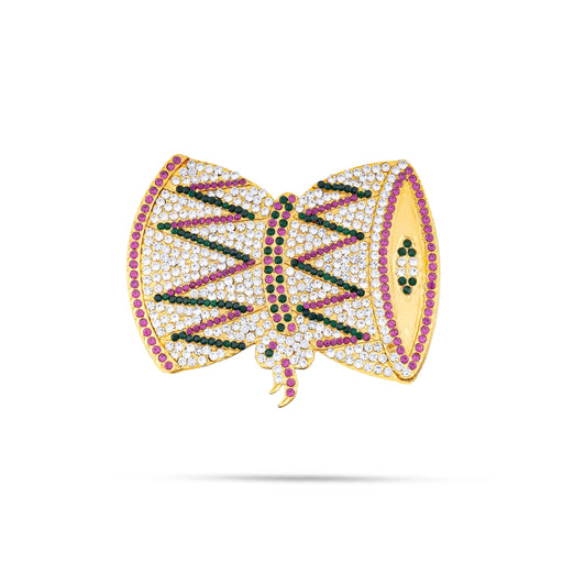 Damaru - 4 X 3 Inches | Multicolour Stone Udukkai/ Udukai For Deity Decor - Deity Accessories