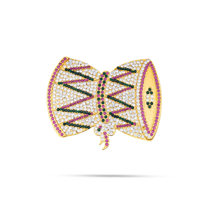 Damaru - 4 X 3 Inches | Multicolour Stone Udukkai/ Udukai For Deity Decor - Deity Accessories