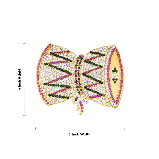 Damaru - 4 X 3 Inches | Multicolour Stone Udukkai/ Udukai For Deity Decor - Deity Accessories