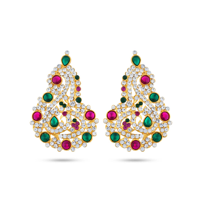 Stone Karnapathakkam - 3 x 2 Inches | Multicolour Stone Earring / Stud Earring for Deity
