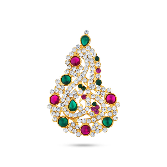 Stone Karnapathakkam - 3 x 2 Inches | Multicolour Stone Earring / Stud Earring for Deity