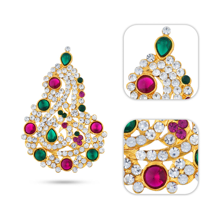 Stone Karnapathakkam - 3 x 2 Inches | Multicolour Stone Earring / Stud Earring for Deity