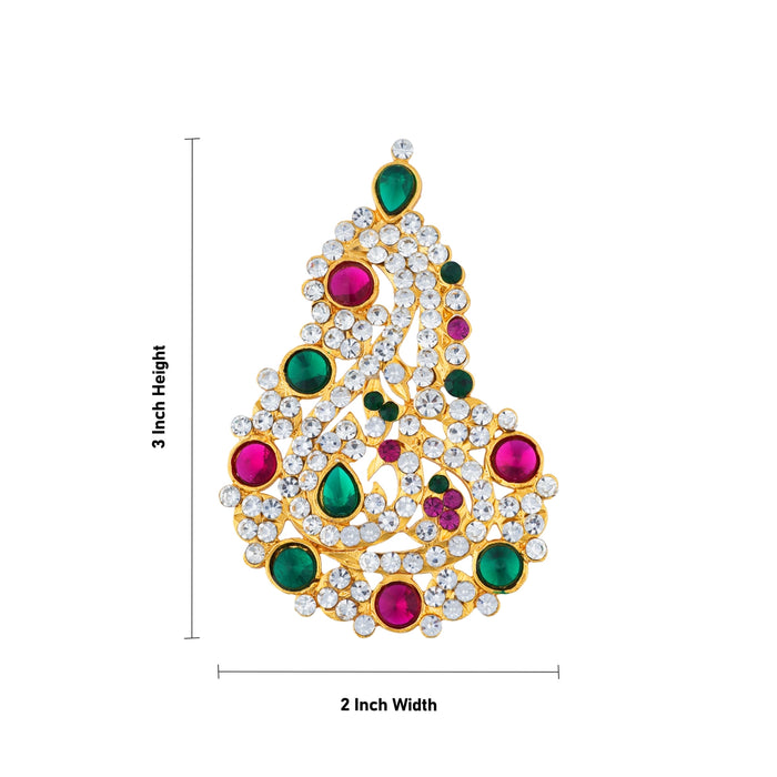 Stone Karnapathakkam - 3 x 2 Inches | Multicolour Stone Earring / Stud Earring for Deity