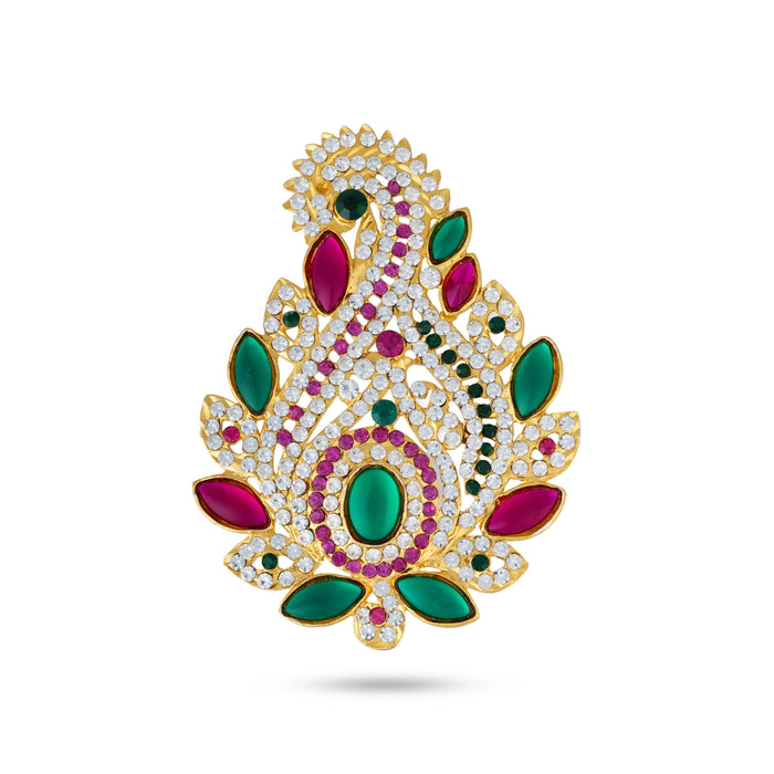 Stone Earring - 4 x 2.5 Inches | Stone Ear Studs / Karnapathiram / Multicolour Stone Jewellery for Deity/ Assorted