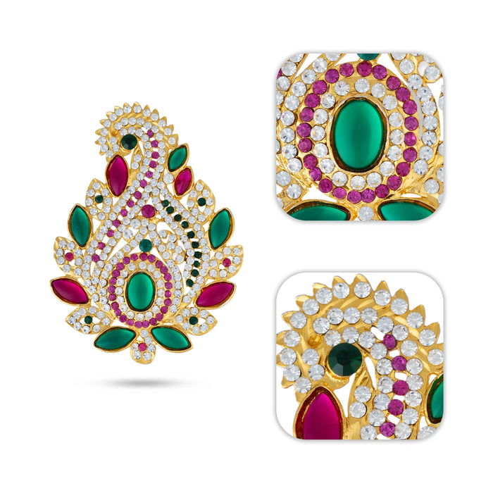 Stone Earring - 4 x 2.5 Inches | Stone Ear Studs / Karnapathiram / Multicolour Stone Jewellery for Deity/ Assorted
