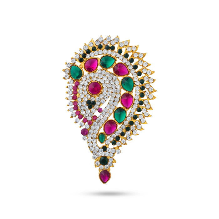 Stone Earring - 4 x 2.5 Inches | Stone Ear Studs / Karnapathiram / Multicolour Stone Jewellery for Deity/ Assorted