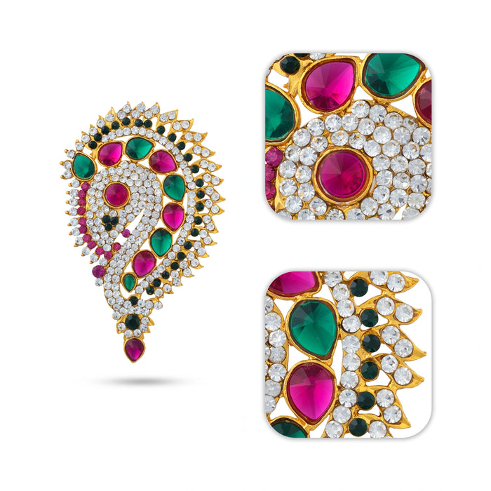 Stone Earring - 4 x 2.5 Inches | Stone Ear Studs / Karnapathiram / Multicolour Stone Jewellery for Deity/ Assorted