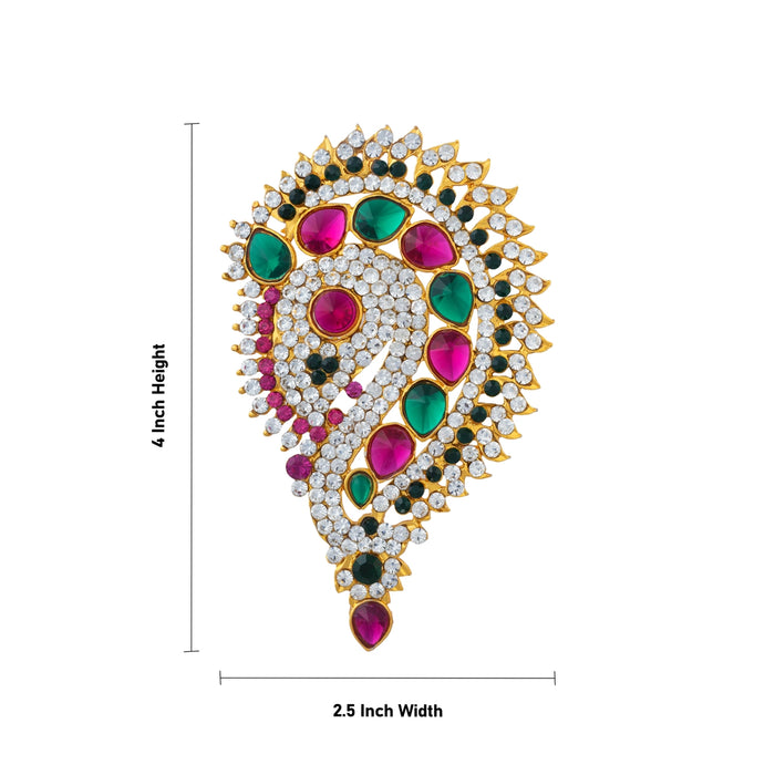 Stone Earring - 4 x 2.5 Inches | Stone Ear Studs / Karnapathiram / Multicolour Stone Jewellery for Deity/ Assorted