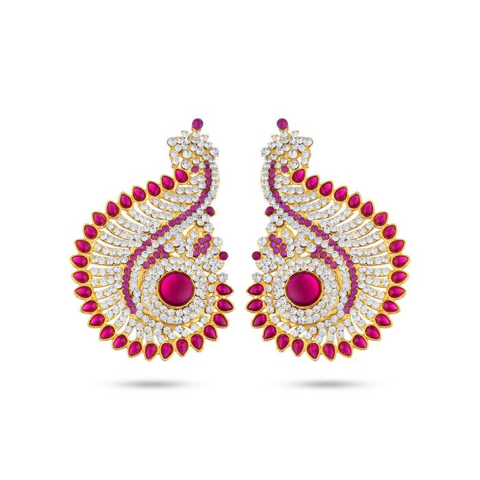 Karnapathakkam Set - 4 x 2.5 Inches | Stone Earings/ Multicolour Stone Earring Set for Deity