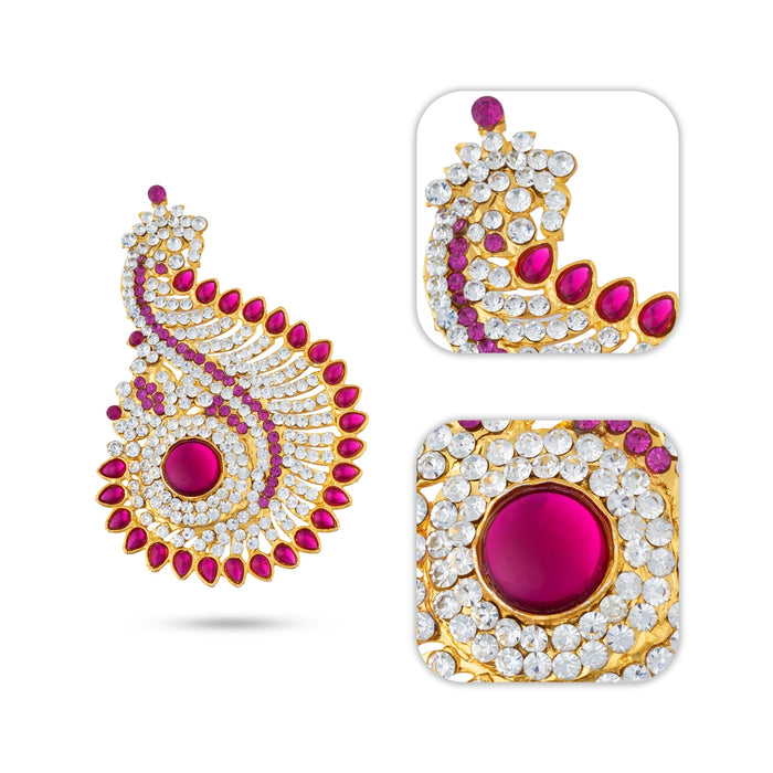 Karnapathakkam Set - 4 x 2.5 Inches | Stone Earings/ Multicolour Stone Earring Set for Deity