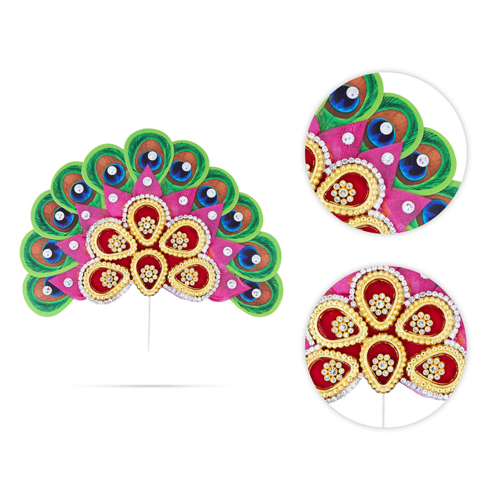 Stone Crown - 5 x 5 Inches | Thura Kireedam/ Stone Mukut/ Kiridam for Deity - Head & Face Accessories