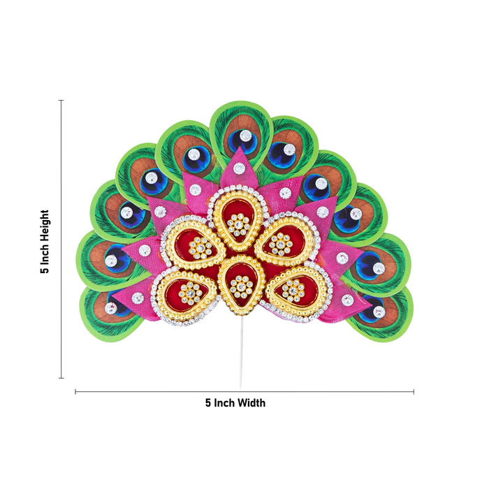 Stone Crown - 5 x 5 Inches | Thura Kireedam/ Stone Mukut/ Kiridam for Deity - Head & Face Accessories