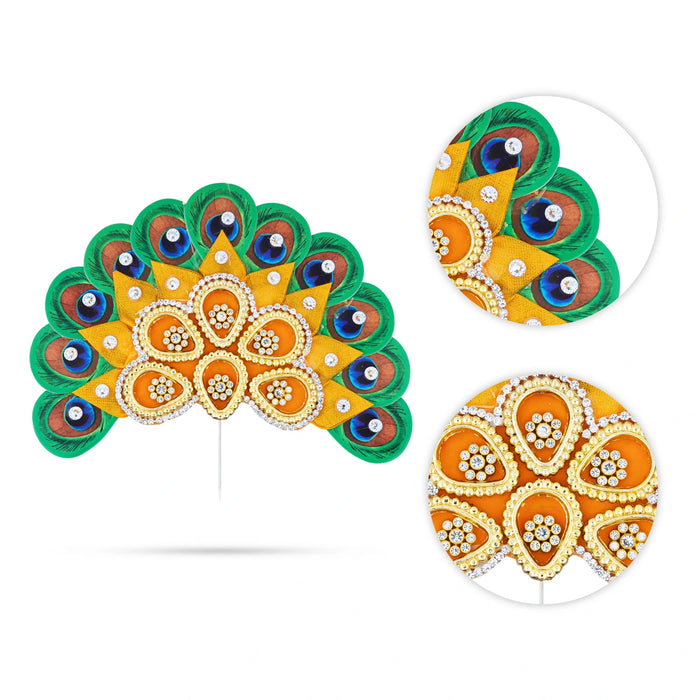 Stone Crown - 5 x 5 Inches | Thura Kireedam/ Stone Mukut/ Kiridam for Deity - Head & Face Accessories