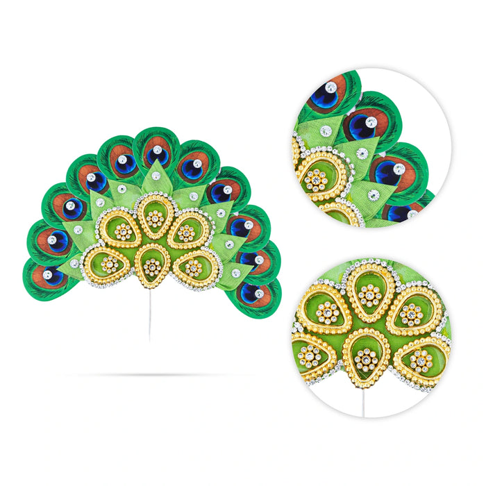 Stone Crown - 5 x 5 Inches | Thura Kireedam/ Stone Mukut/ Kiridam for Deity - Head & Face Accessories