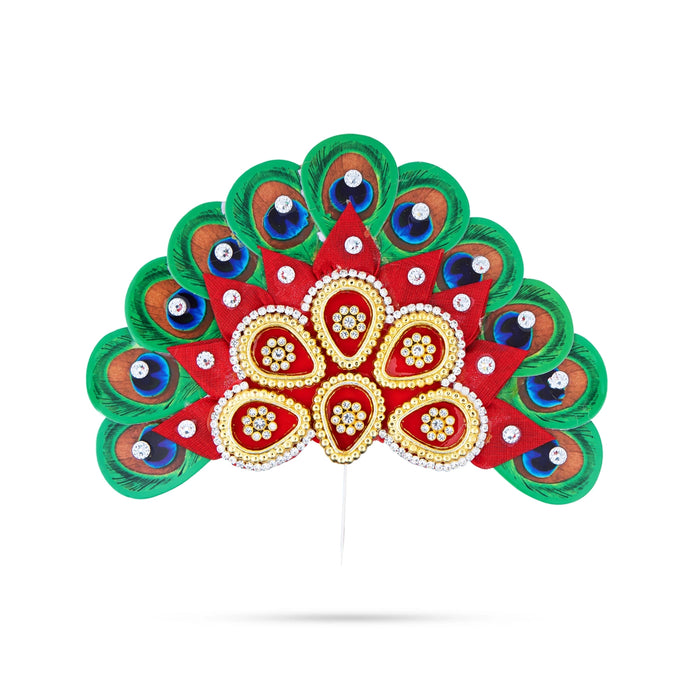 Stone Crown - 5 x 5 Inches | Thura Kireedam/ Stone Mukut/ Kiridam for Deity - Head & Face Accessories