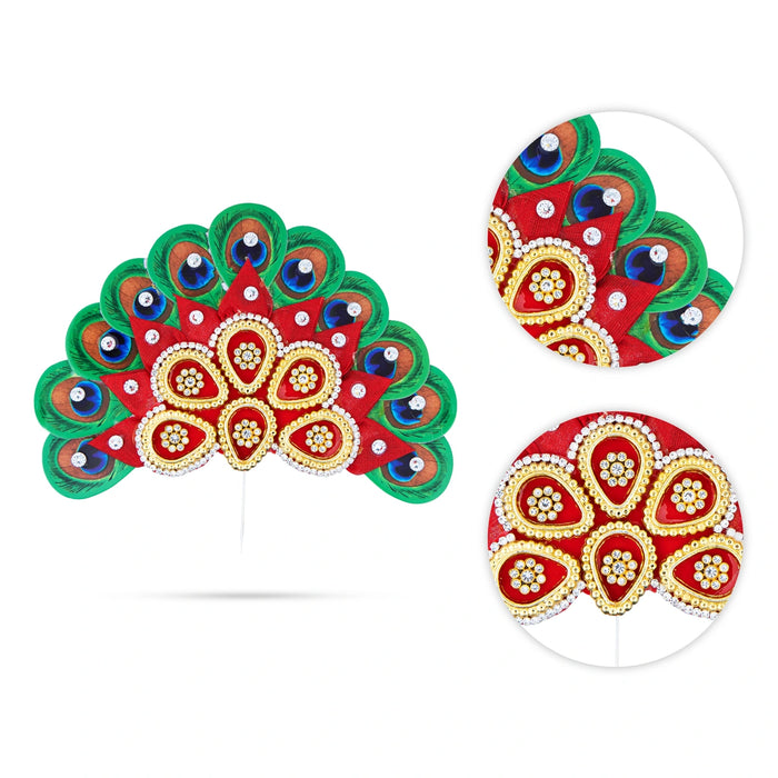 Stone Crown - 5 x 5 Inches | Thura Kireedam/ Stone Mukut/ Kiridam for Deity - Head & Face Accessories