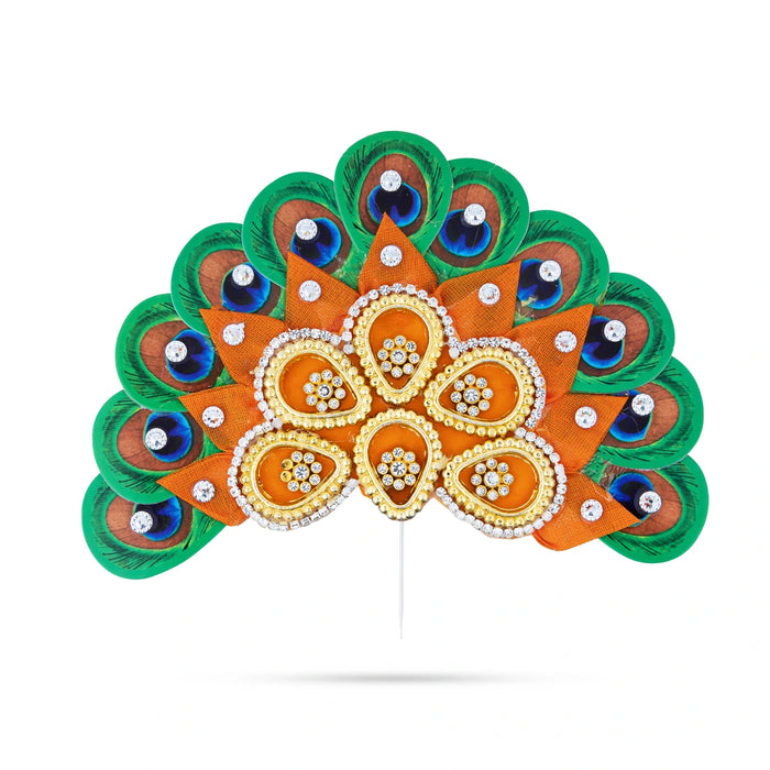 Stone Crown - 5 x 5 Inches | Thura Kireedam/ Stone Mukut/ Kiridam for Deity - Head & Face Accessories