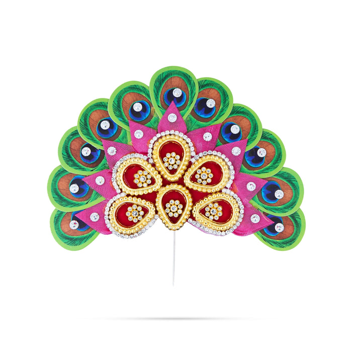 Stone Crown - 5 x 5 Inches | Thura Kireedam/ Stone Mukut/ Kiridam for Deity - Head & Face Accessories