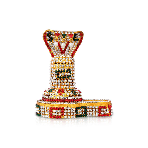 Shiv Ling Murti With Nagam- 4.5 x 3.75 Inches | Multicolour Stone Shiva Lingam Statue/ Shiv Ling Idol For Pooja - Gold Polish Murties