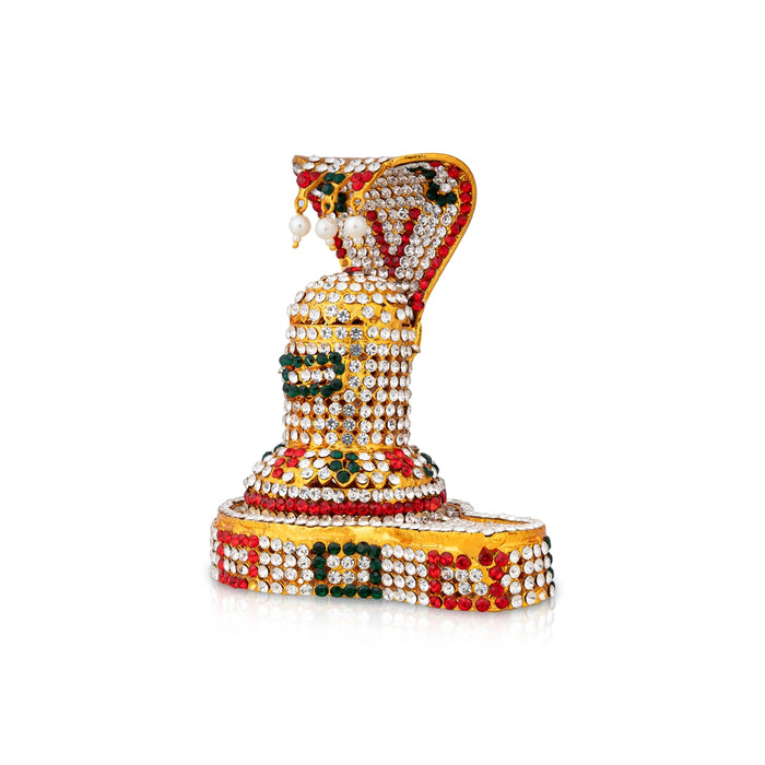 Shiv Ling Murti With Nagam- 4.5 x 3.75 Inches | Multicolour Stone Shiva Lingam Statue/ Shiv Ling Idol For Pooja - Gold Polish Murties