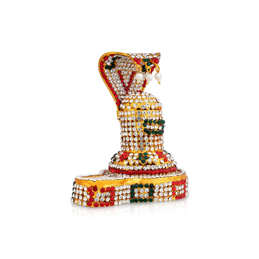 Shiv Ling Murti With Nagam- 4.5 x 3.75 Inches | Multicolour Stone Shiva Lingam Statue/ Shiv Ling Idol For Pooja - Gold Polish Murties