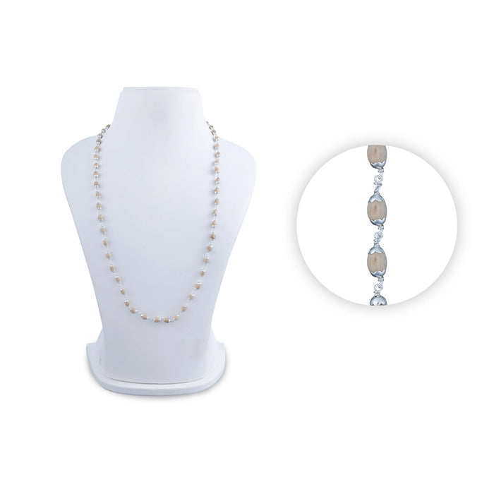 Tulasi Mala - 15.5 Inches | 54 Beads Tulsi Kanthi Mala/ Silver Cup Tulasi Japa Mala/ Thulasi Malai for Meditation - Tulsi Mala, Pendant, Bracelet