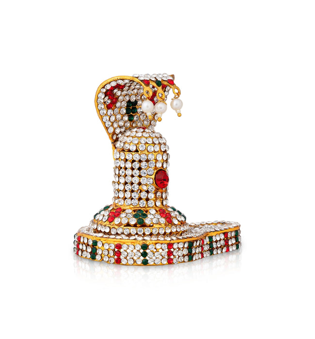 Shiv Ling Murti With Nagam - 3.5 x 3 Inches | Multicolour Stone Shiv Ling Idol/ Shiva Lingam Statue For Pooja - Gold Polish Murties