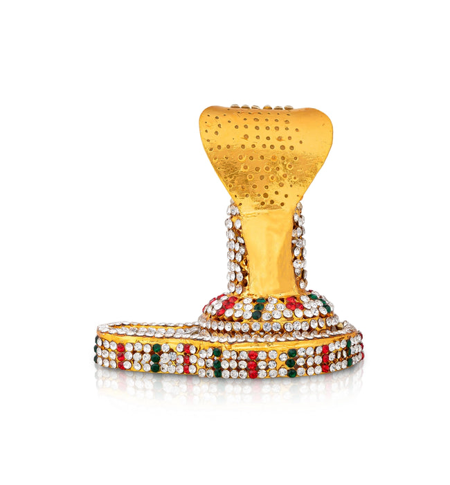 Shiv Ling Murti With Nagam - 3.5 x 3 Inches | Multicolour Stone Shiv Ling Idol/ Shiva Lingam Statue For Pooja - Gold Polish Murties