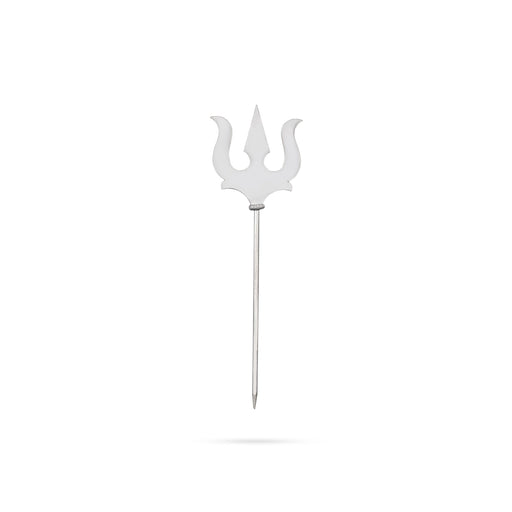Mahadev Trishul - 4 X 1 Inches | Silver Soolam/ Sulam/ Astras For Deity And Spiritual Worship - Deity Accessories