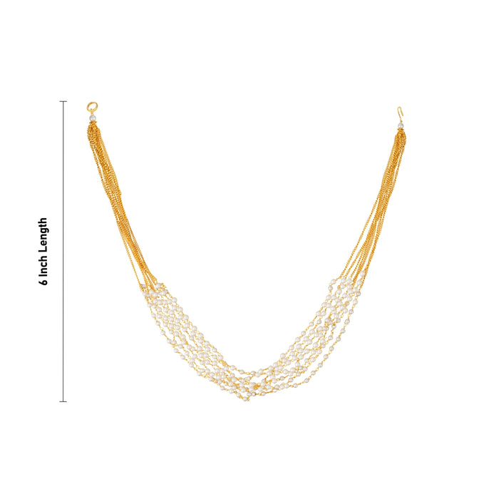 Necklace and Earring Set - 6 Inches | White Pearl Beads / Multi-layer Jewellery / Necklace for Women - Ethnic Wear Accessories