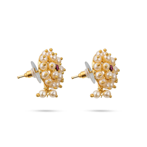 Earring Pair | Gold Polish Studs/ Pearl Ear Ring/ Artificial Jewellery/ Earrings for Women - Ethnic Wear Accessories