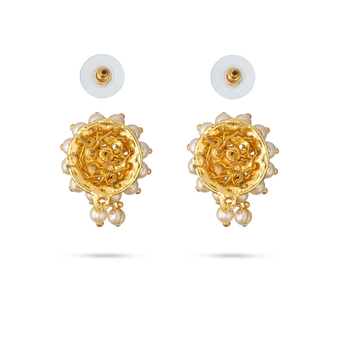 Earring Pair | Gold Polish Studs/ Pearl Ear Ring/ Artificial Jewellery/ Earrings for Women - Ethnic Wear Accessories