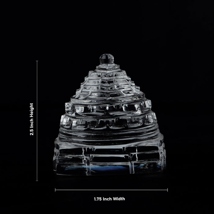 Meru Shree Yantra - 2.5 x 1.75 Inches | Sphatik Shree Yantra/ Shri Yantra for Pooja/ 85 Gms Approx - Maha Meru & Yantra