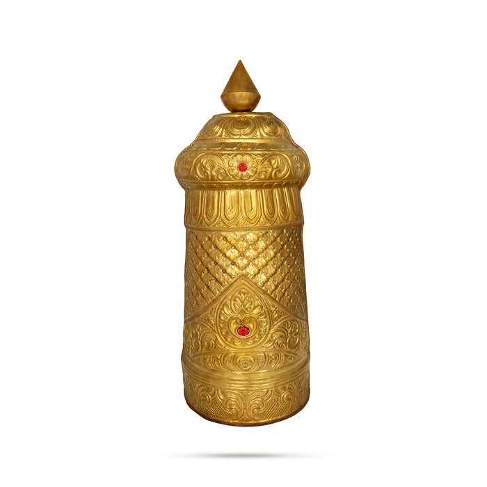 Half Stone Kireedam - 23 x 9.5 Inches | Multicolour Stone Kireedam / Kiridam / Mukut For Deity Decor - Head & Face Accessories