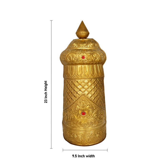 Half Stone Kireedam - 23 x 9.5 Inches | Multicolour Stone Kireedam / Kiridam / Mukut For Deity Decor - Head & Face Accessories