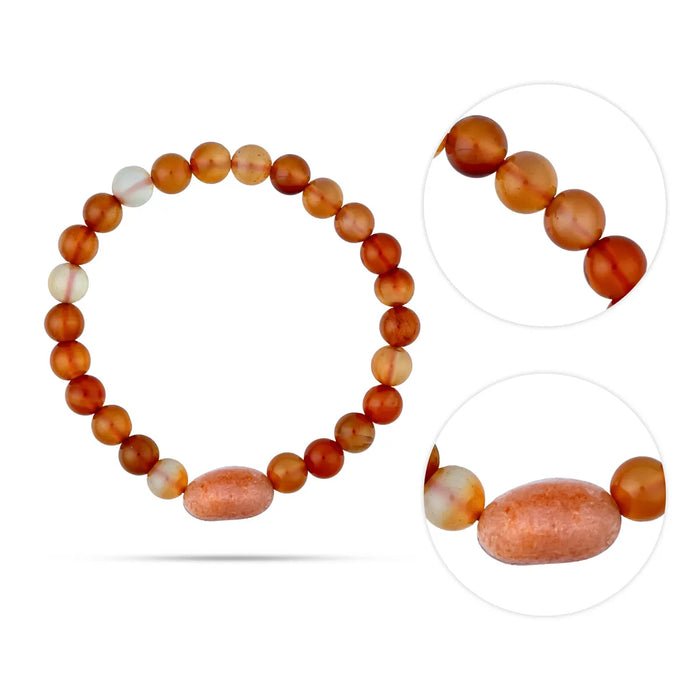 Red Carnelian Bracelet - 2.5 inches | Semi precious Bracelet/ Beaded Bracelet Men & Women - Bracelet
