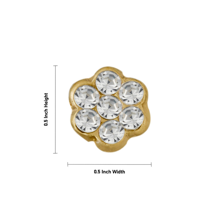 Stone Pottu - 0.5 Inch | Goddess Bindi/ Amman Pottu for Deity/ Assorted Colour & Design - Head & Face Accessories