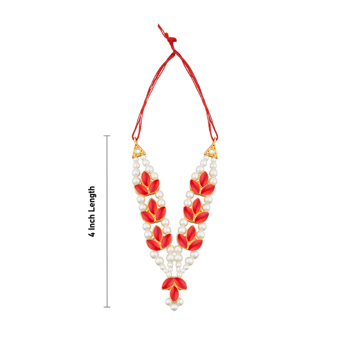 Pearl Necklace - 4 Inches | Moti & Stone Jewellery/ Stone Necklace/ Artificial Jewelry For Deity - Neck & Body Accessories