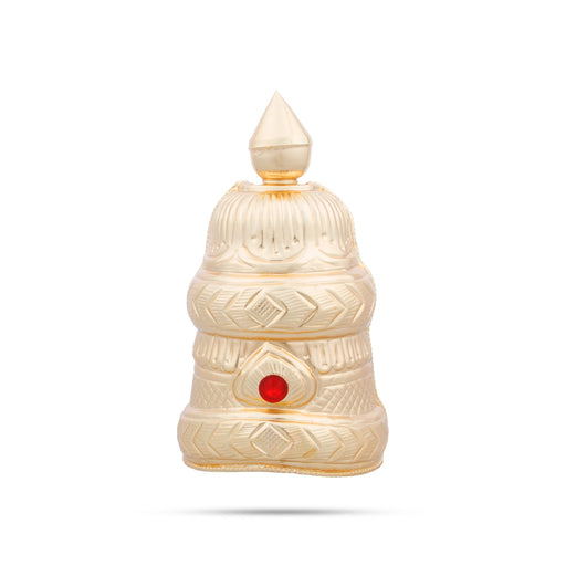 Half Kireedam - 8 x 3 Inches | Gold Polish Half Crown/ Single Stone Kiridam for Deity Decor - Head & Face Accessories